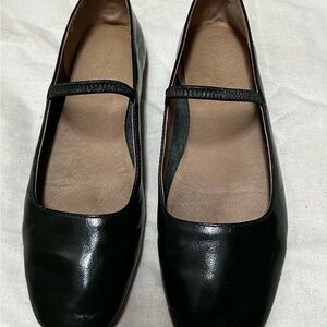 Madewell Dark Green Leather Mary Jane Flats